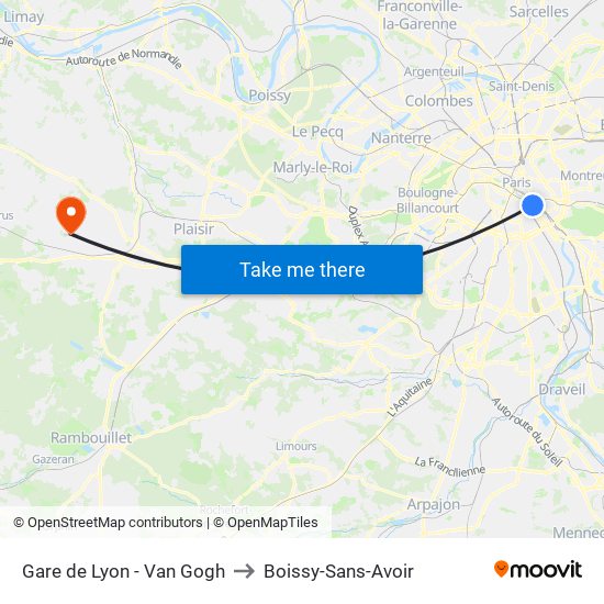 Gare de Lyon - Van Gogh to Boissy-Sans-Avoir map