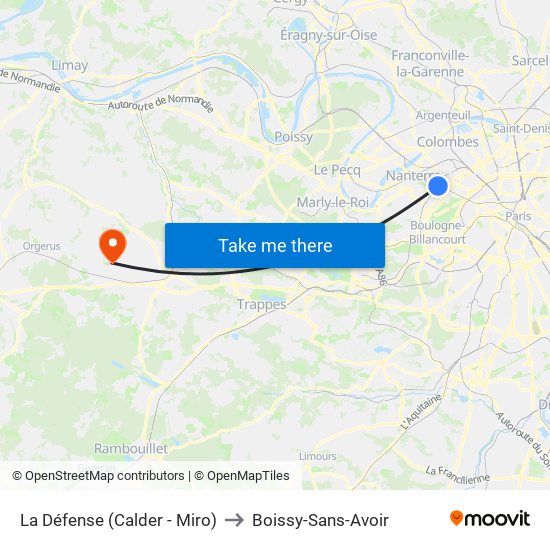 La Défense (Calder - Miro) to Boissy-Sans-Avoir map