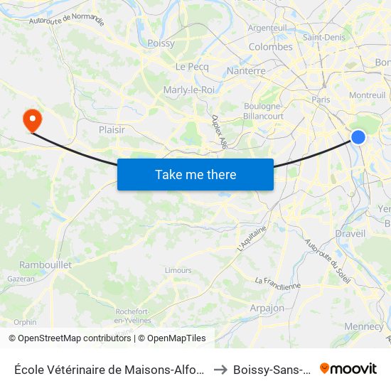École Vétérinaire de Maisons-Alfort - Métro to Boissy-Sans-Avoir map