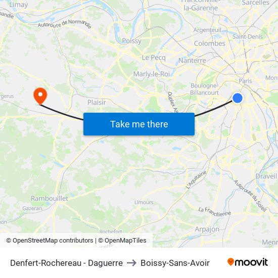 Denfert-Rochereau - Daguerre to Boissy-Sans-Avoir map