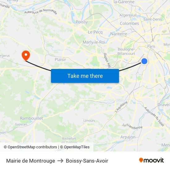 Mairie de Montrouge to Boissy-Sans-Avoir map