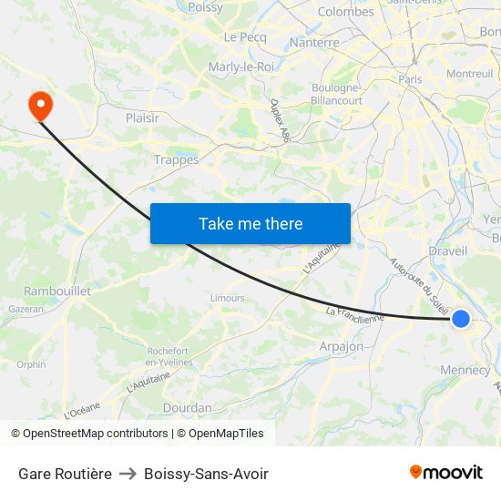Gare Routière to Boissy-Sans-Avoir map