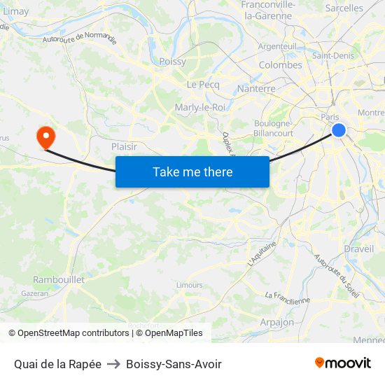 Quai de la Rapée to Boissy-Sans-Avoir map