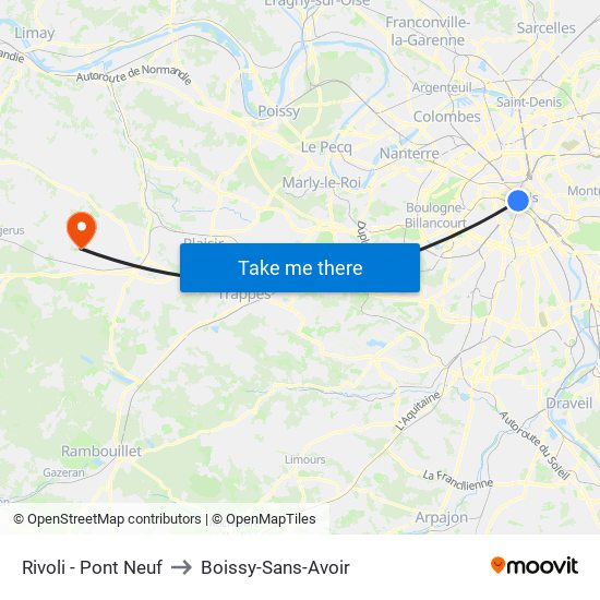 Rivoli - Pont Neuf to Boissy-Sans-Avoir map
