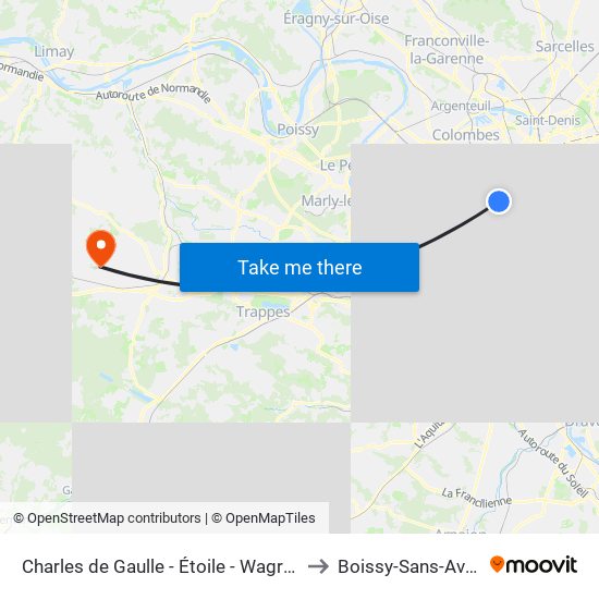 Charles de Gaulle - Étoile - Wagram to Boissy-Sans-Avoir map