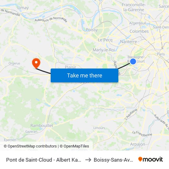 Pont de Saint-Cloud - Albert Kahn to Boissy-Sans-Avoir map