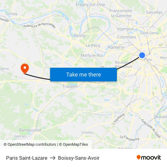Paris Saint-Lazare to Boissy-Sans-Avoir map
