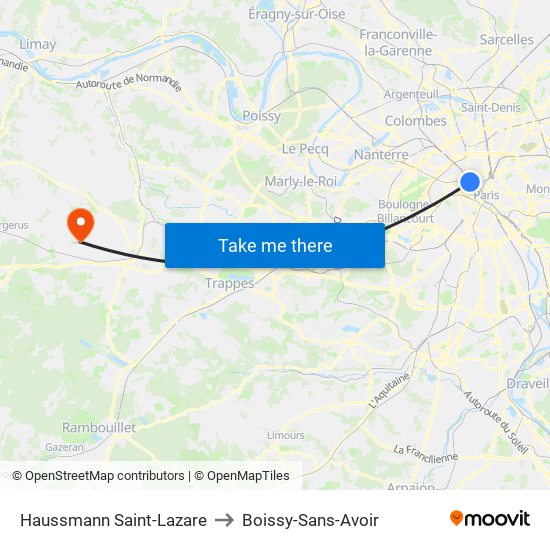 Haussmann Saint-Lazare to Boissy-Sans-Avoir map