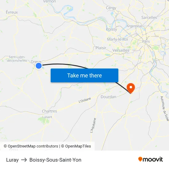 Luray to Boissy-Sous-Saint-Yon map