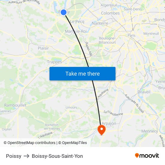 Poissy to Boissy-Sous-Saint-Yon map