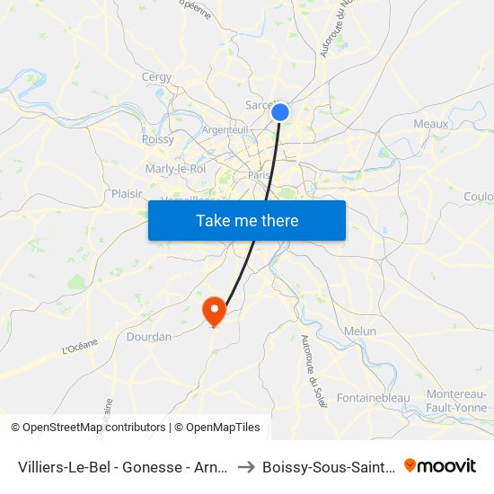 Villiers-Le-Bel - Gonesse - Arnouville to Boissy-Sous-Saint-Yon map