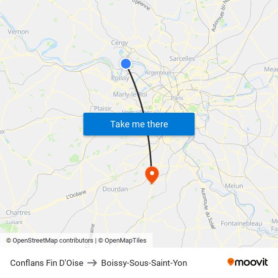 Conflans Fin D'Oise to Boissy-Sous-Saint-Yon map