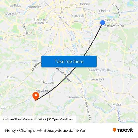 Noisy - Champs to Boissy-Sous-Saint-Yon map