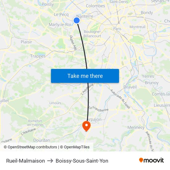 Rueil-Malmaison to Boissy-Sous-Saint-Yon map