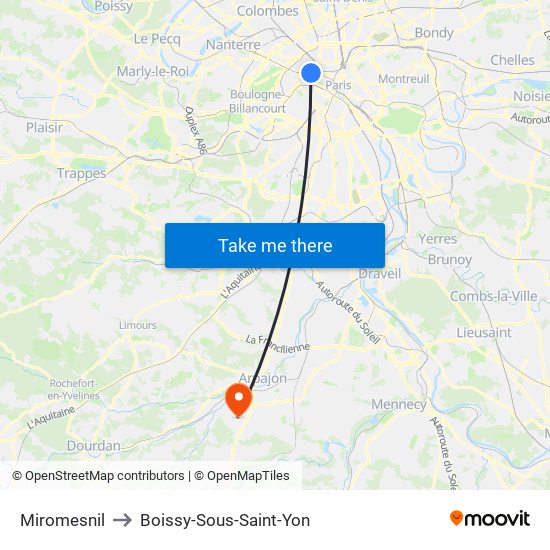 Miromesnil to Boissy-Sous-Saint-Yon map