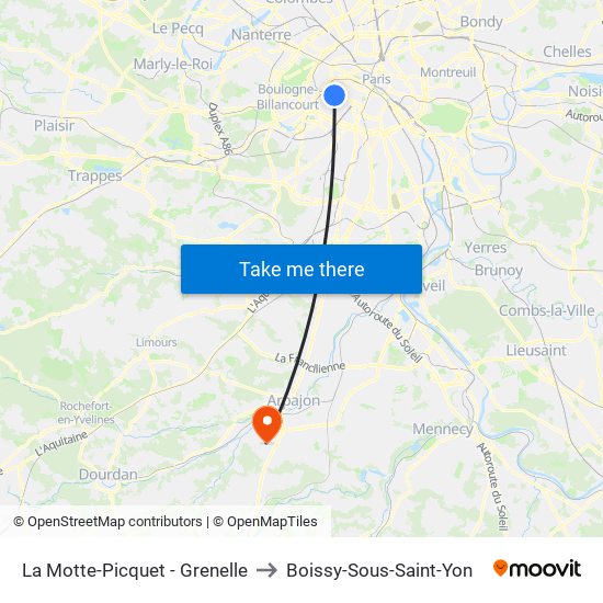 La Motte-Picquet - Grenelle to Boissy-Sous-Saint-Yon map