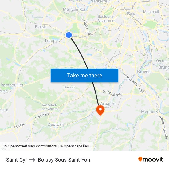 Saint-Cyr to Boissy-Sous-Saint-Yon map