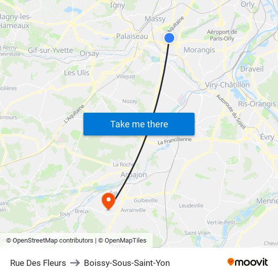 Rue Des Fleurs to Boissy-Sous-Saint-Yon map