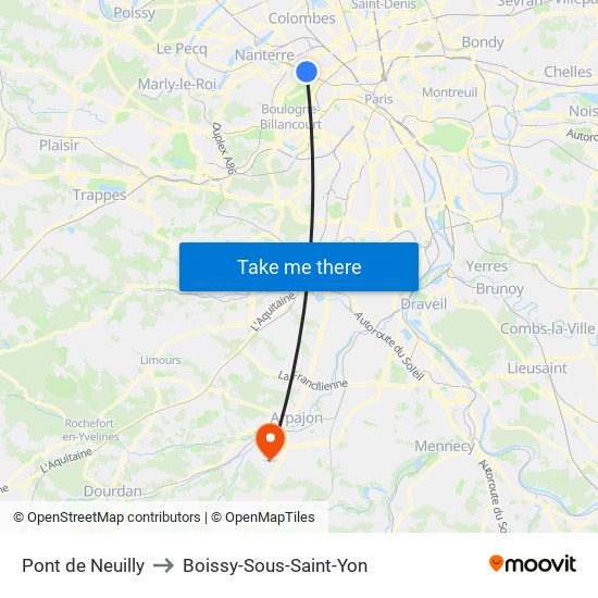 Pont de Neuilly to Boissy-Sous-Saint-Yon map
