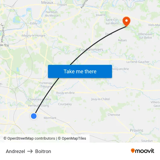 Andrezel to Boitron map