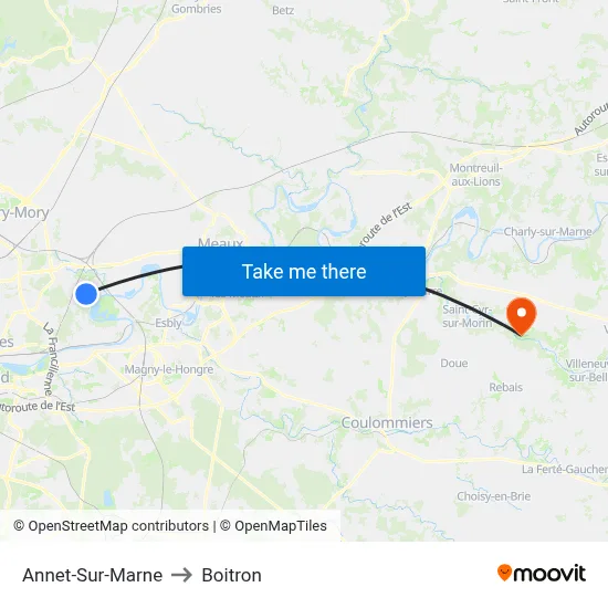 Annet-Sur-Marne to Boitron map