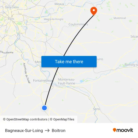 Bagneaux-Sur-Loing to Boitron map