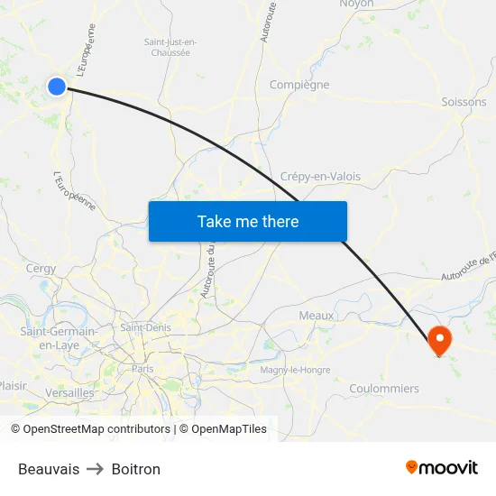 Beauvais to Boitron map
