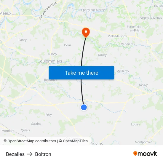 Bezalles to Boitron map