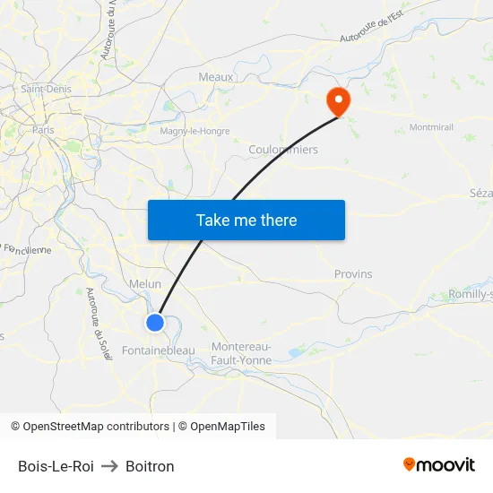 Bois-Le-Roi to Boitron map