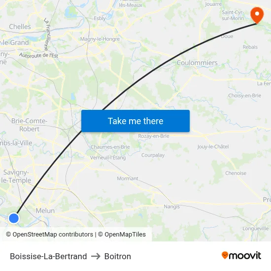 Boissise-La-Bertrand to Boitron map