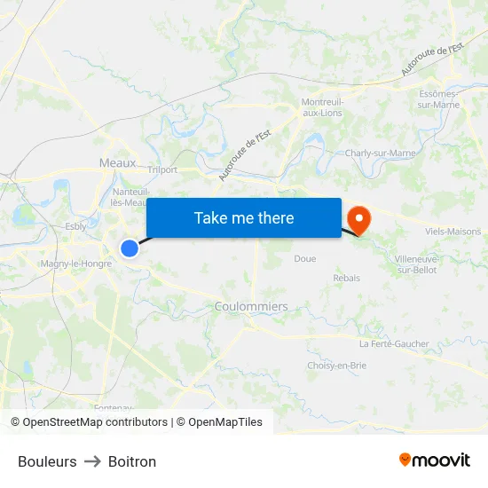 Bouleurs to Boitron map