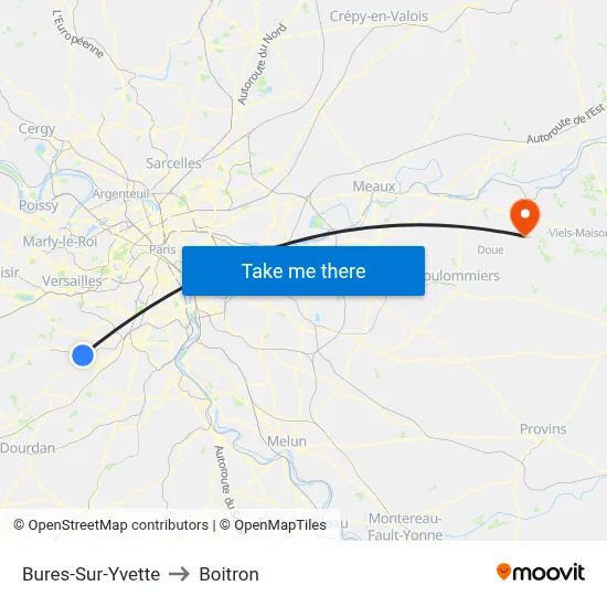 Bures-Sur-Yvette to Boitron map