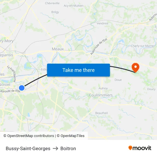 Bussy-Saint-Georges to Boitron map