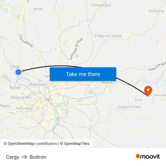 Cergy to Boitron map