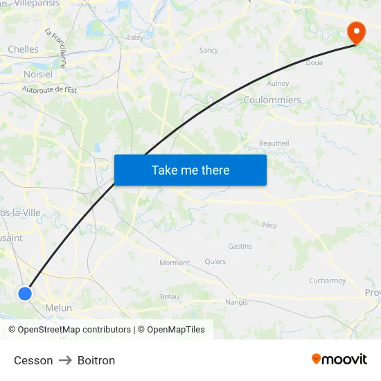 Cesson to Boitron map