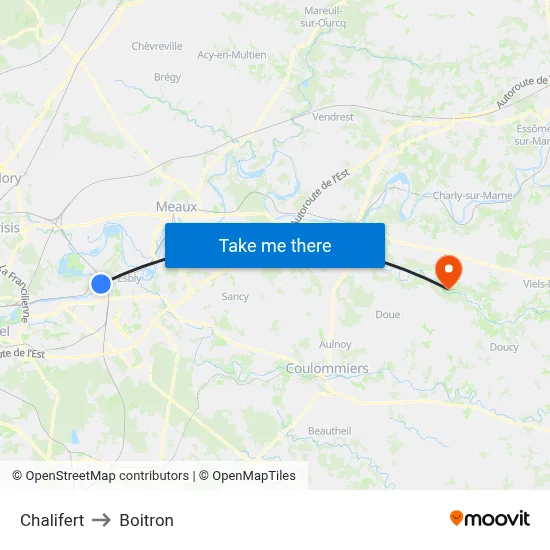 Chalifert to Boitron map