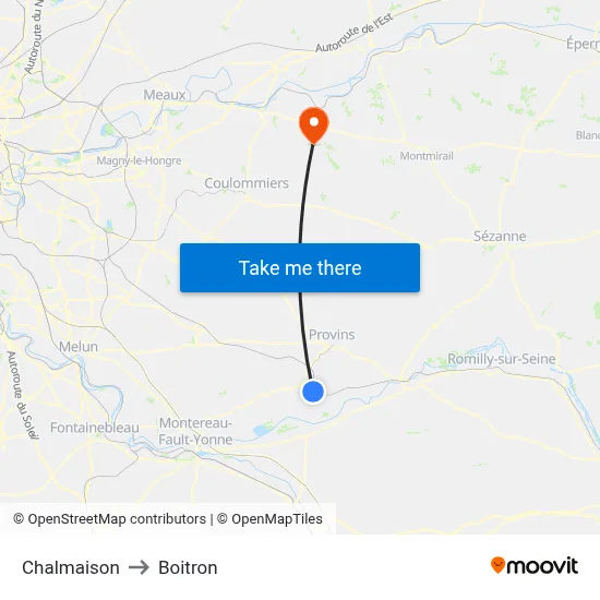 Chalmaison to Boitron map