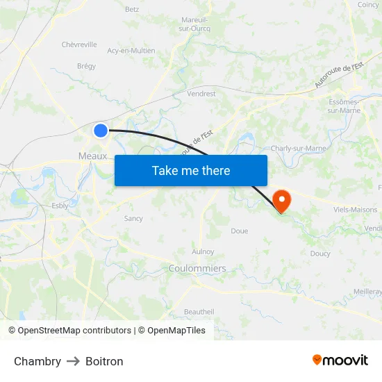 Chambry to Boitron map
