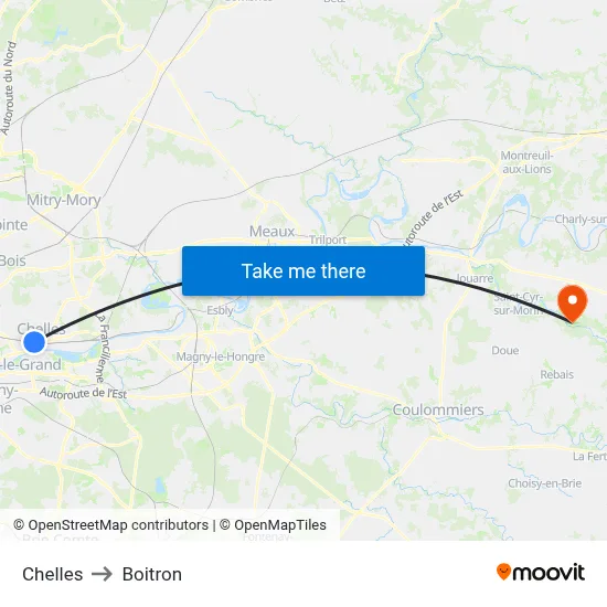Chelles to Boitron map