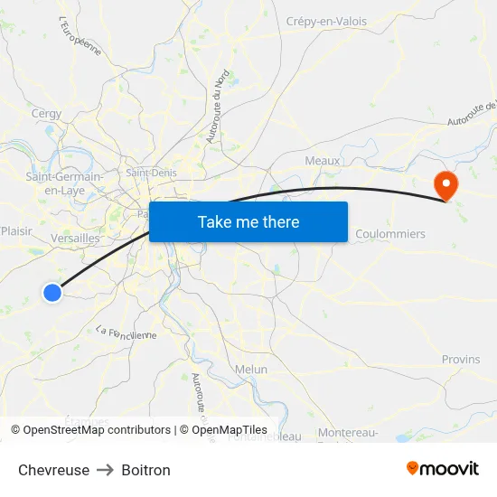 Chevreuse to Boitron map