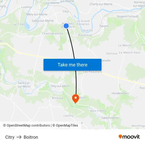 Citry to Boitron map