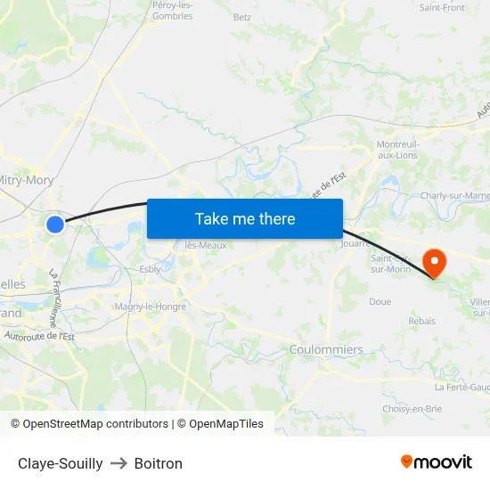 Claye-Souilly to Boitron map