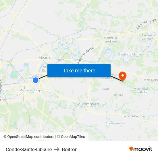 Conde-Sainte-Libiaire to Boitron map