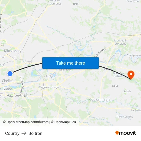 Courtry to Boitron map