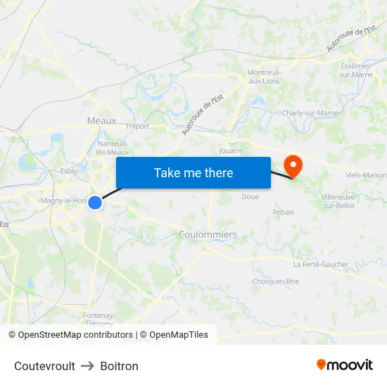 Coutevroult to Boitron map