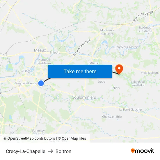 Crecy-La-Chapelle to Boitron map