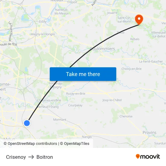 Crisenoy to Boitron map