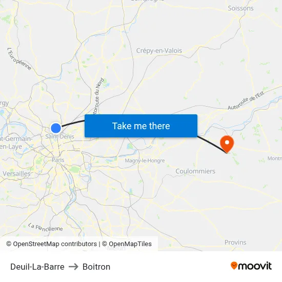 Deuil-La-Barre to Boitron map