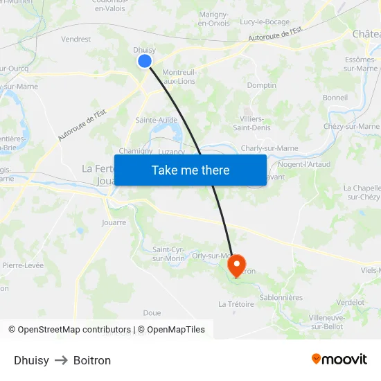 Dhuisy to Boitron map