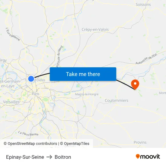 Epinay-Sur-Seine to Boitron map